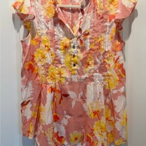 Ava & Grace Pink and Yellow Floral Blouse